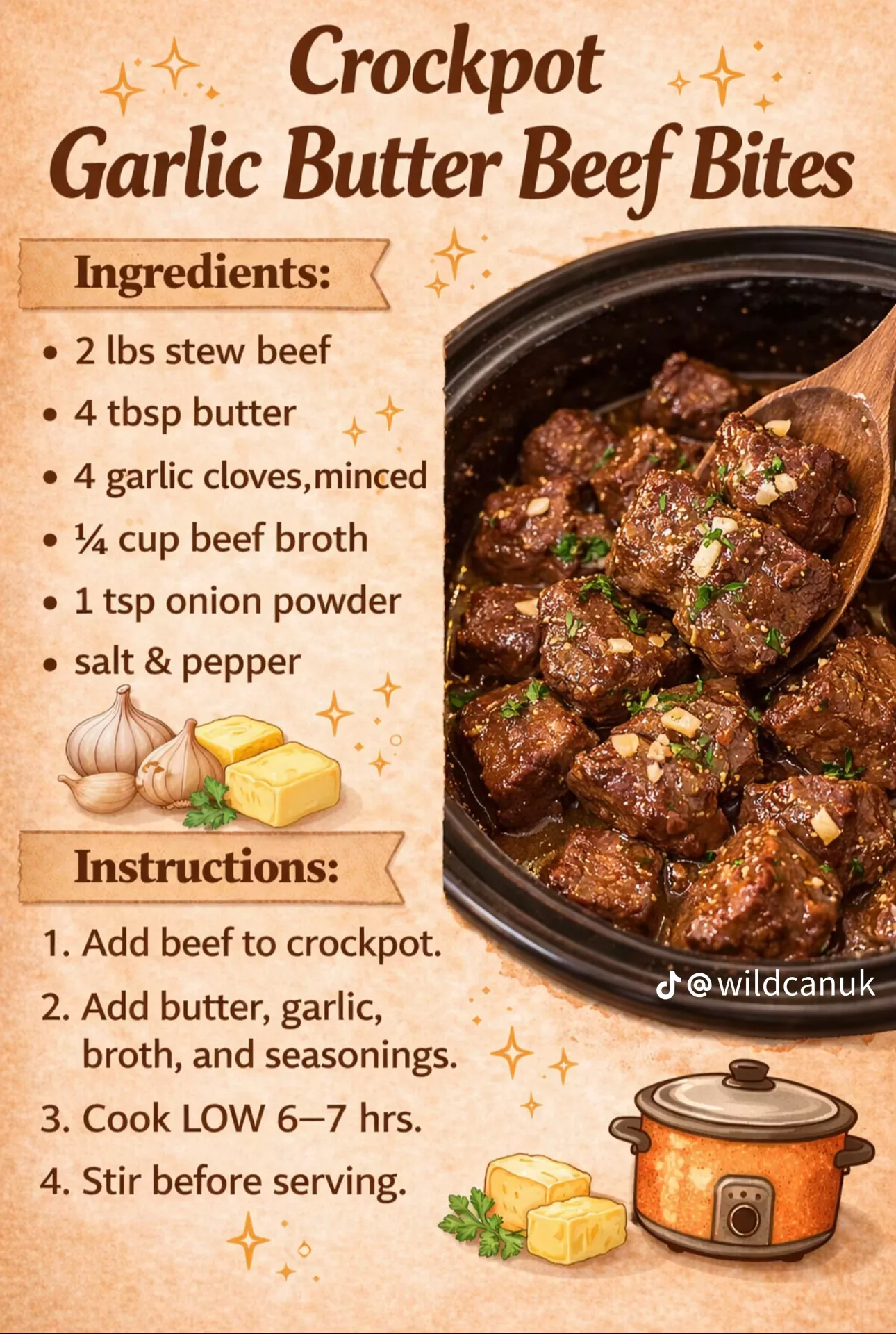 Crockpot Garlic Butter Beef Bites