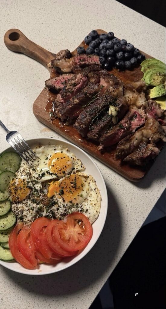 skillet steak with charred peppers